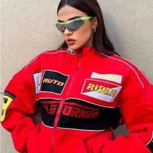Red Racing Jacket with Patches